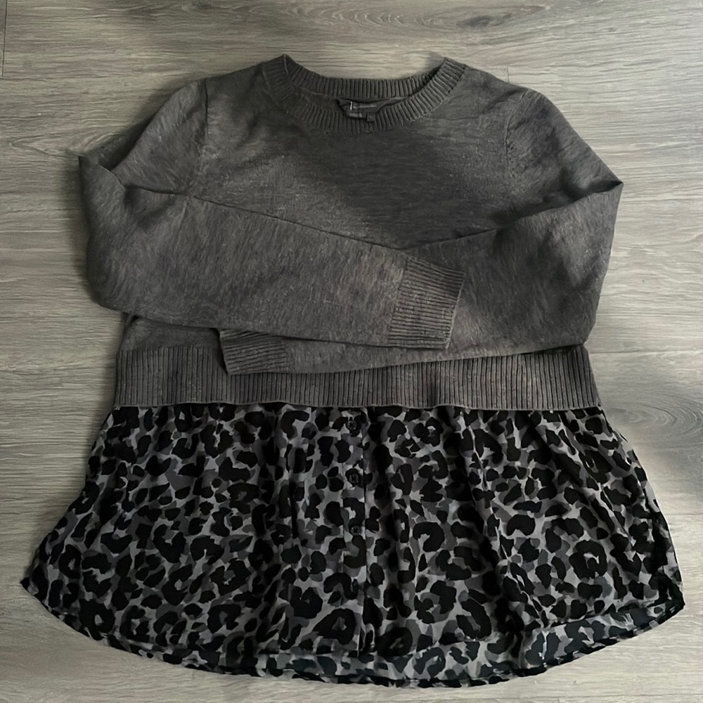 Anthropologie crop sweater with faux accent shirt